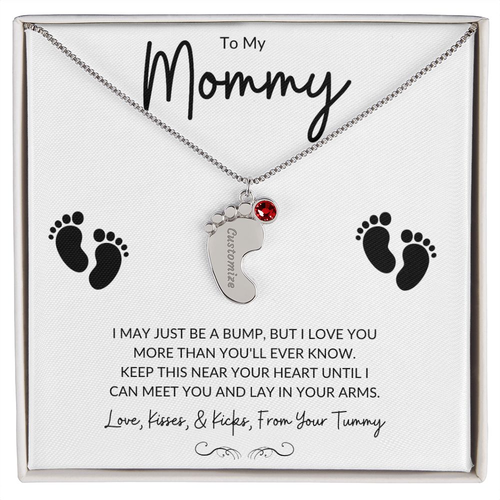 Engraved Baby Feet with Birthstones (w/MC)