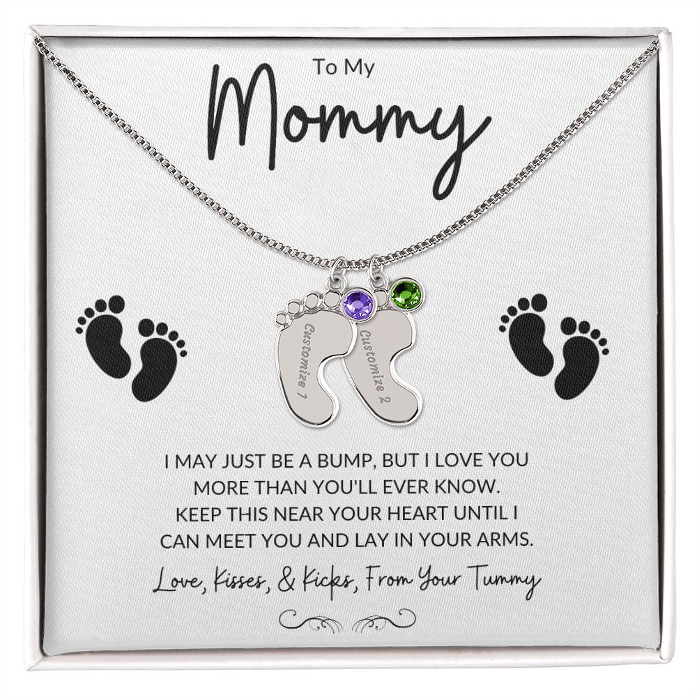 Engraved Baby Feet with Birthstones (w/MC)