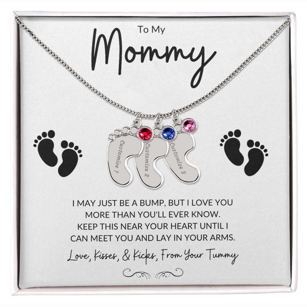Engraved Baby Feet with Birthstones (w/MC)
