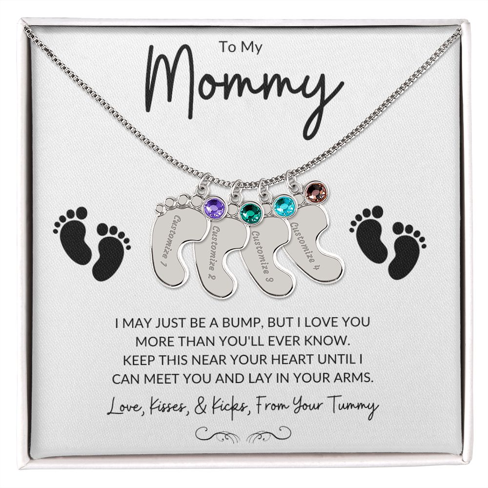 Engraved Baby Feet with Birthstones (w/MC)
