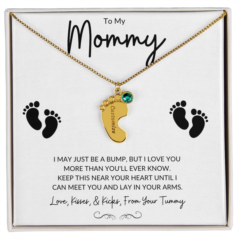 Engraved Baby Feet with Birthstones (w/MC)