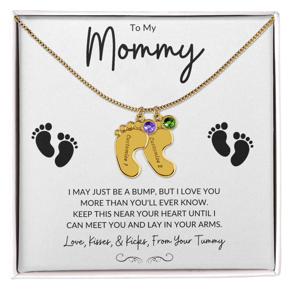 Engraved Baby Feet with Birthstones (w/MC)