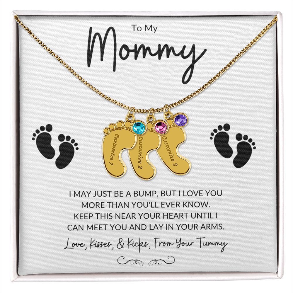 Engraved Baby Feet with Birthstones (w/MC)