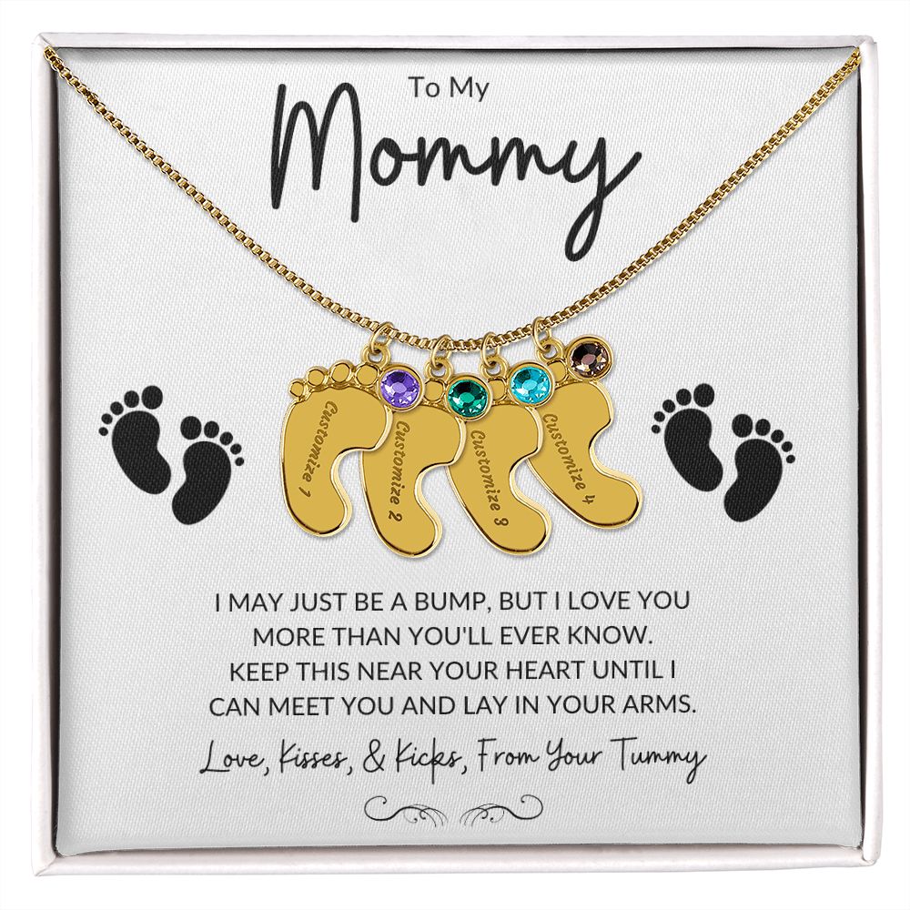 Engraved Baby Feet with Birthstones (w/MC)