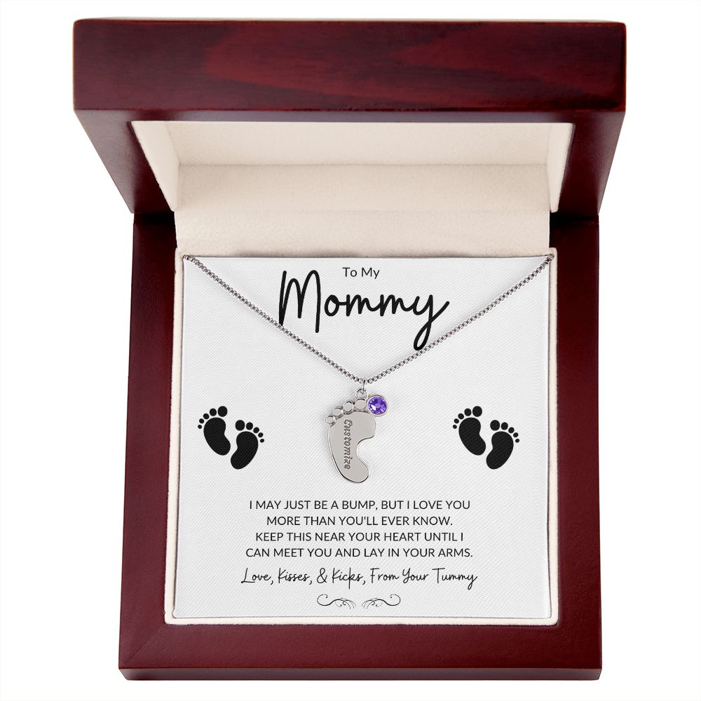 Engraved Baby Feet with Birthstones (w/MC)