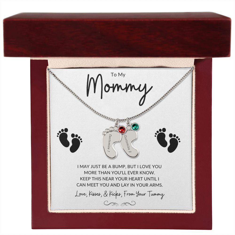 Engraved Baby Feet with Birthstones (w/MC)