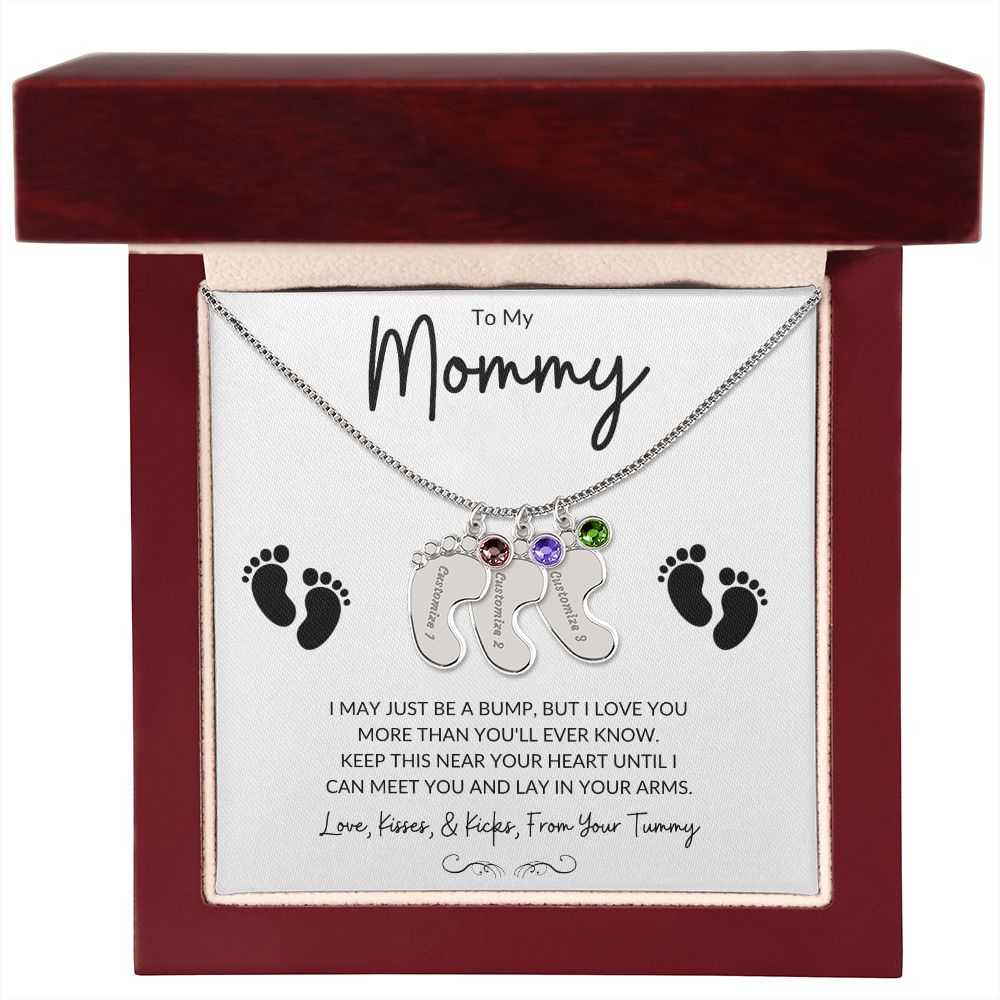 Engraved Baby Feet with Birthstones (w/MC)