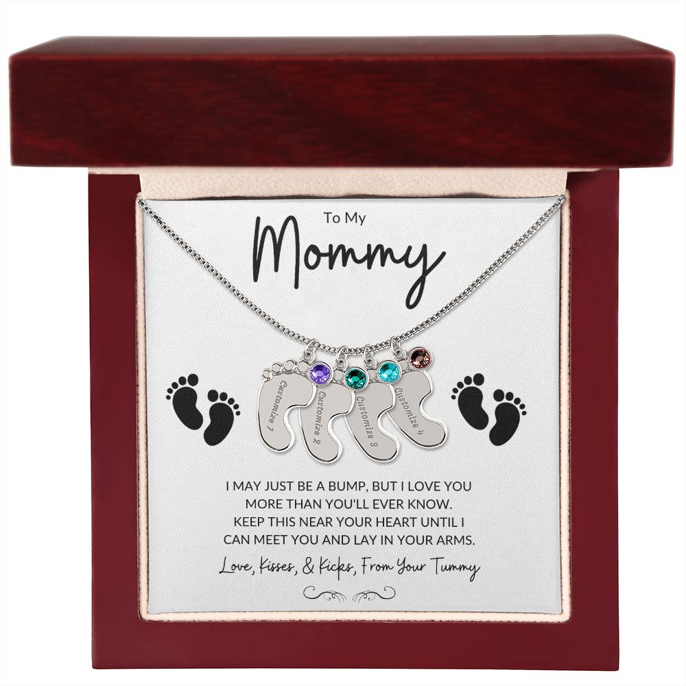 Engraved Baby Feet with Birthstones (w/MC)