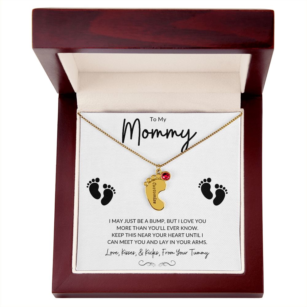 Engraved Baby Feet with Birthstones (w/MC)