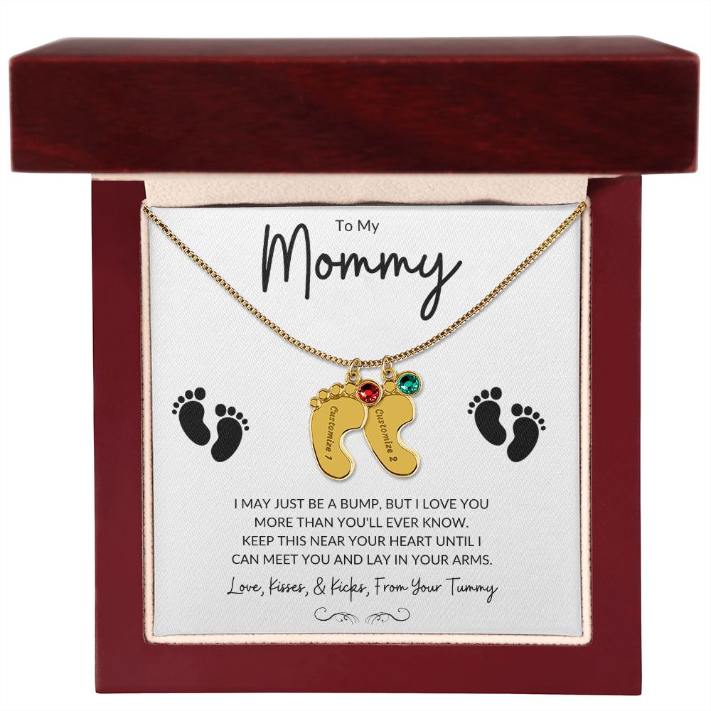 Engraved Baby Feet with Birthstones (w/MC)