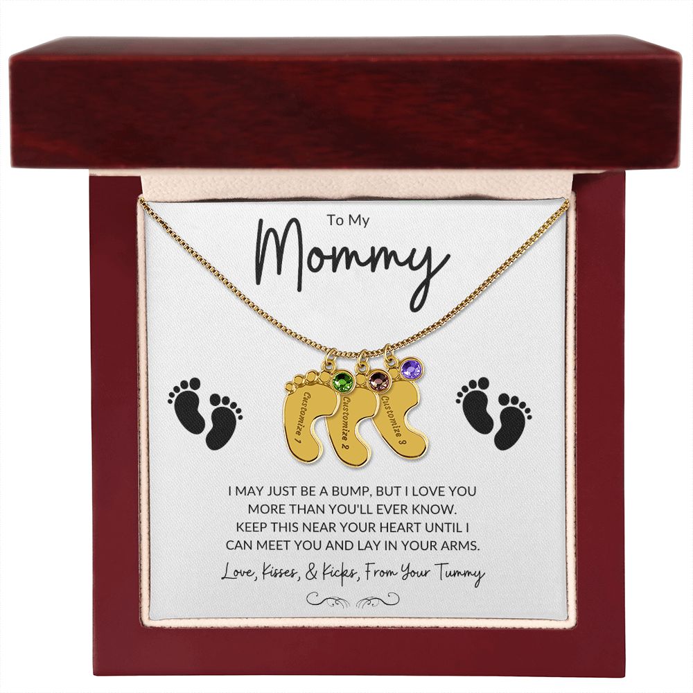 Engraved Baby Feet with Birthstones (w/MC)
