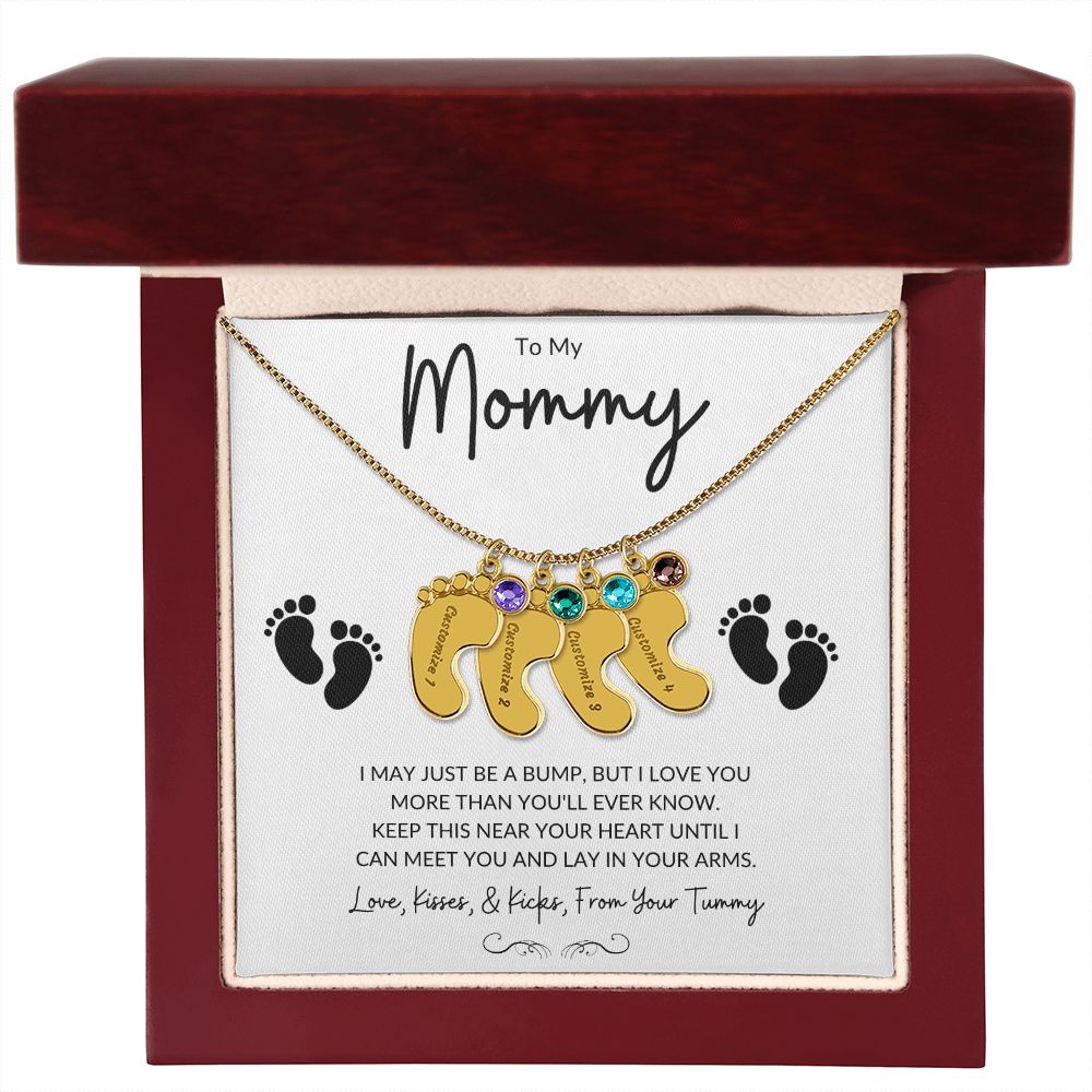Engraved Baby Feet with Birthstones (w/MC)
